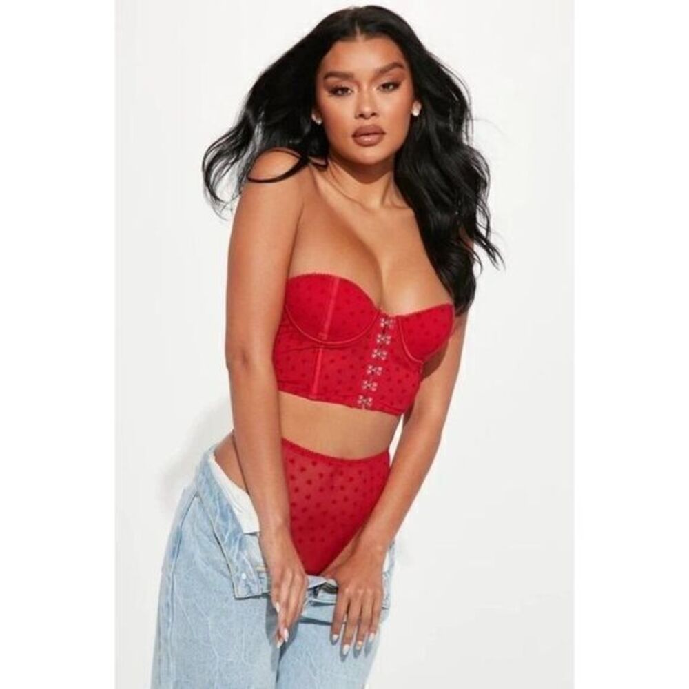 Heart‎ Eyes 2 Piece Corset Set - Red/combo Size M RefFNB3